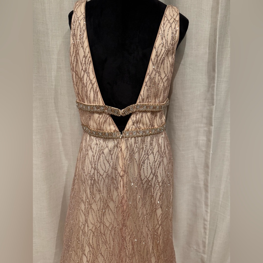 Elizabeth K by GLS Gold Lace Backless Dress